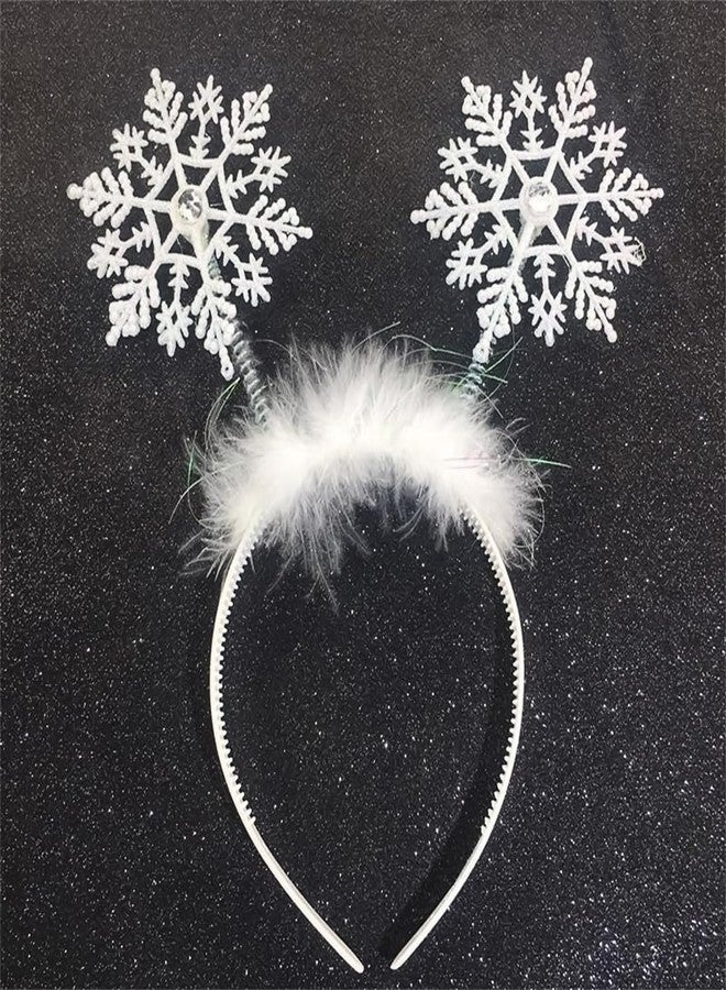 Doneace Snowflakes Headband Glitter Christmas Head Boppers Hair Band Winter Xmas Snowflake Hair Hoops Holiday Party Hair Accessories Decoration For Adults And Kids - Image 1